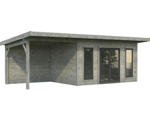 Maison de jardin en bois avec véranda couverte et fenêtres