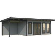 Abri de jardin avec terrasse et fenêtres