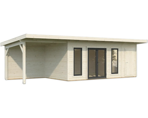 Abri de jardin en bois avec auvent et fenêtres