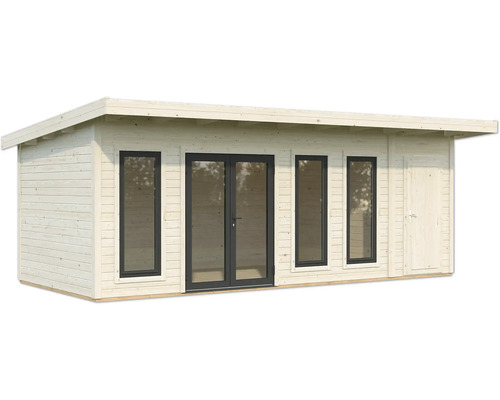 Maison de jardin en bois avec fenêtres et porte double