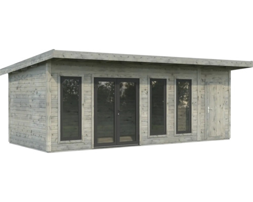 Holzgartenhaus mit Fenstern und Doppeltür