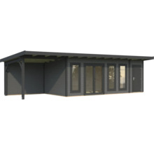 Abri de jardin moderne avec auvent, fenêtres et porte