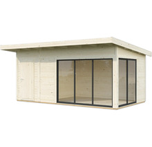 Abri de jardin en bois avec porte et façade vitrée