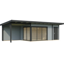 Abri de jardin avec portes coulissantes et annexe