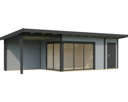 Abri de jardin avec portes coulissantes et annexe