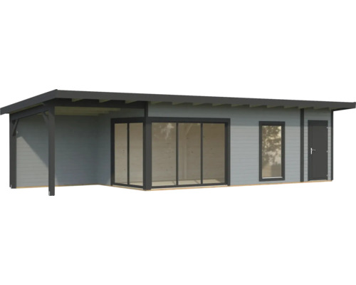 Abri de jardin avec auvent, fenêtres et porte
