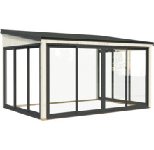 Pavillon de jardin avec portes coulissantes et toit plat