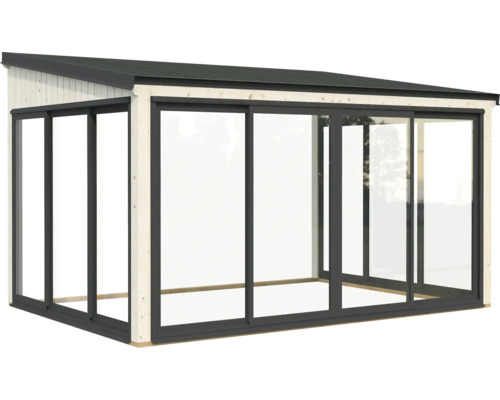 Pavillon de jardin avec portes coulissantes et toit plat