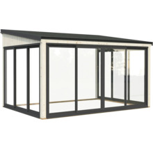 Abri de jardin avec portes coulissantes et toit monopente