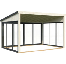 Pavillon en bois avec parois en verre