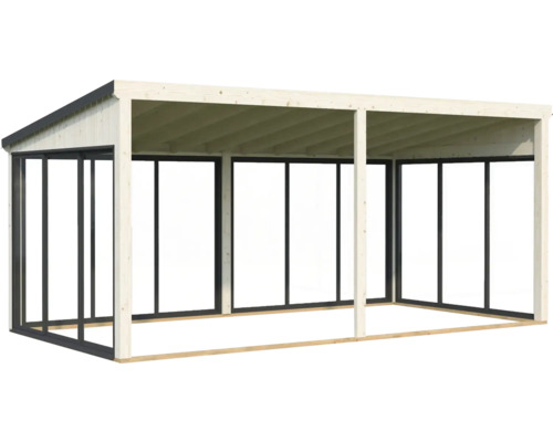 Carport en bois avec toit et cadre