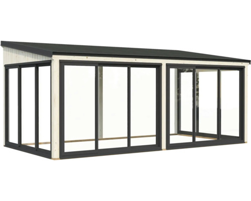 Abri de jardin moderne avec portes coulissantes et toit plat