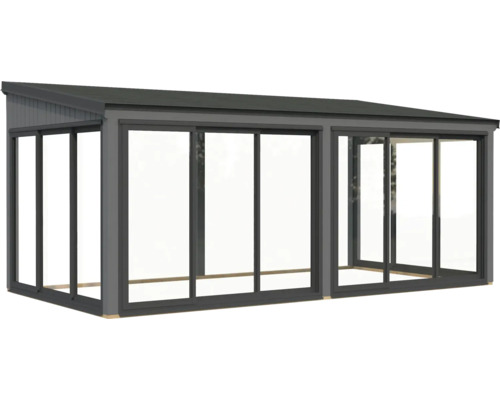 Toit de terrasse avec portes coulissantes et toit plat