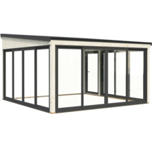 Abri de jardin avec portes coulissantes et cadre en bois