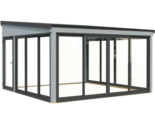 Pavillon indépendant avec portes coulissantes pour l'extérieur.