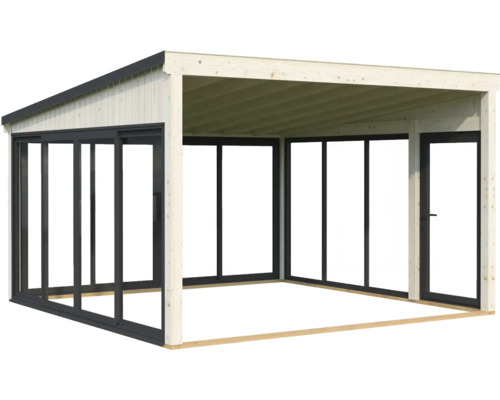 Carport en bois avec portes coulissantes