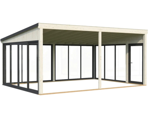 Carport en bois avec portes coulissantes