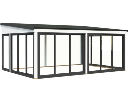 Pergola avec portes coulissantes en verre