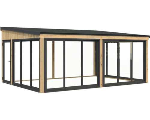 Abri de jardin en bois avec portes coulissantes