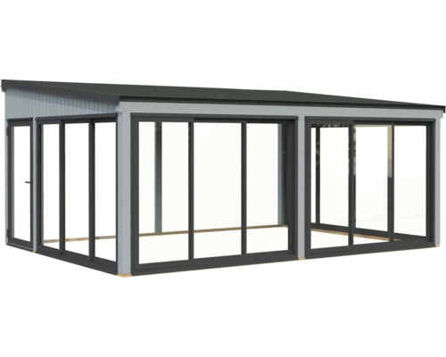 Serre en verre indépendante avec portes coulissantes pour le jardin