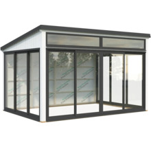 Pavillon de jardin avec portes coulissantes et fenêtres