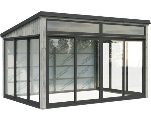 Pavillon de jardin avec portes coulissantes et fenêtres