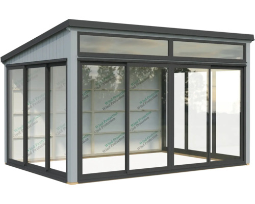 Pavillon de jardin avec portes coulissantes et façade vitrée