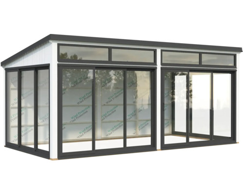 Pavillon de jardin avec portes coulissantes en verre pour l'extérieur