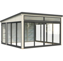 Maison de jardin en bois avec portes coulissantes en verre