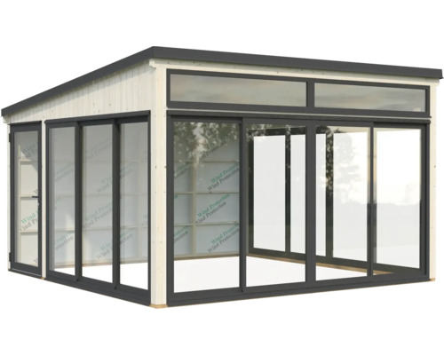 Maison de jardin en bois avec portes coulissantes en verre