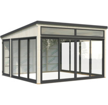 Maison de jardin en bois avec portes coulissantes et fenêtres