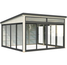 Pavillon de jardin avec portes coulissantes et façade vitrée