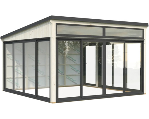 Pavillon de jardin avec portes coulissantes et façade vitrée