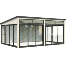 Abri de jardin avec portes coulissantes et fenêtres