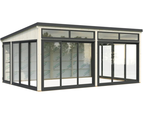 Abri de jardin avec portes coulissantes et fenêtres