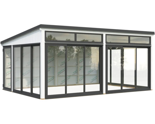 Abri de jardin avec portes coulissantes et façade vitrée