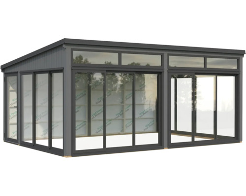 Pergola de terrasse avec portes coulissantes en verre pour le jardin