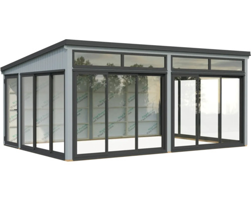 Pavillon de jardin avec portes coulissantes et façade vitrée