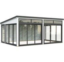 Abri de jardin avec portes coulissantes et fenêtres