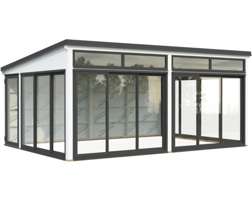 Abri de jardin avec portes coulissantes et fenêtres