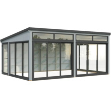 Pavillon autoportant avec portes coulissantes