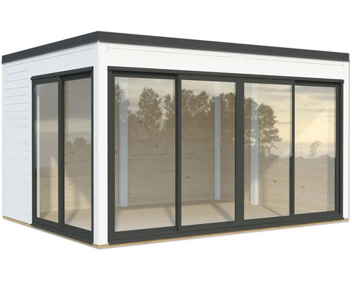 Pavillon de jardin avec portes coulissantes et façade vitrée