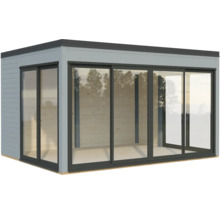 Abri de jardin avec portes coulissantes en verre