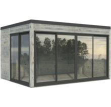 Abri de jardin avec portes coulissantes en verre