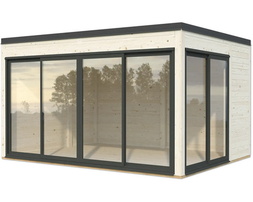 Abri de jardin avec portes coulissantes en verre