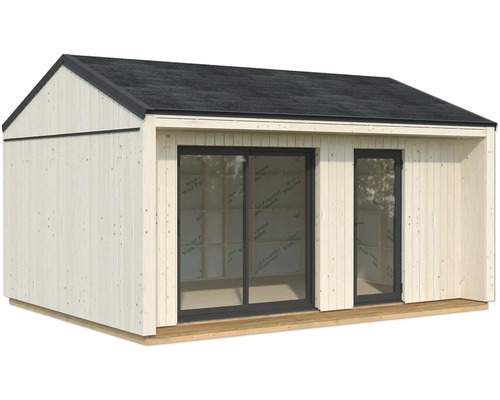 Abri de jardin en bois avec porte coulissante et élément de fenêtre