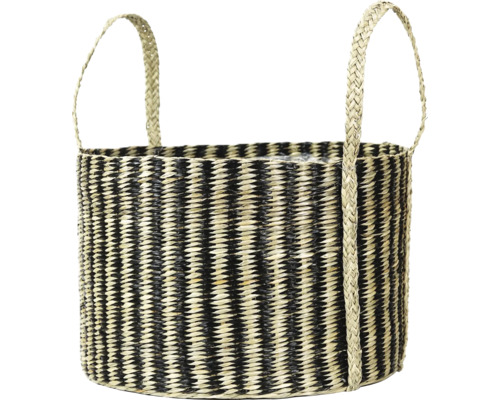 Panier en matériau tressé avec poignées