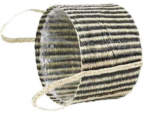 Cache-pot décoratif en fibres naturelles tressées avec poignées