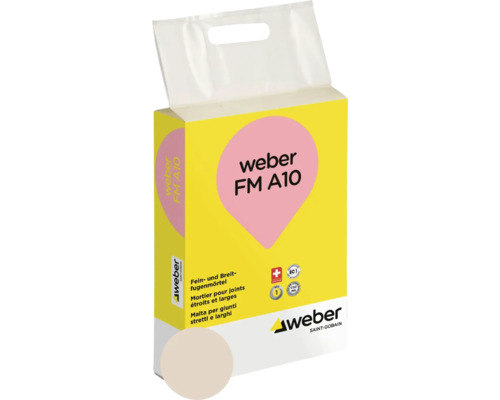 Mortier pour joints weber FM A10 beige Bahamas 10 kg Emballage de mortier pour joints Weber FM A10