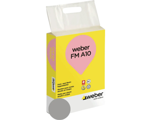 Mortier pour joints weber FM A10 gris foncé 10 kg. Emballage de mortier pour joints fins et larges Weber FM A10